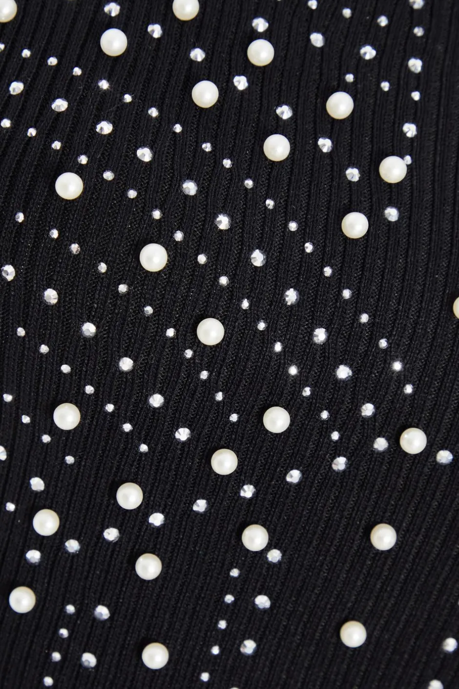 Quiz Knit Embellished Crop Top Black New