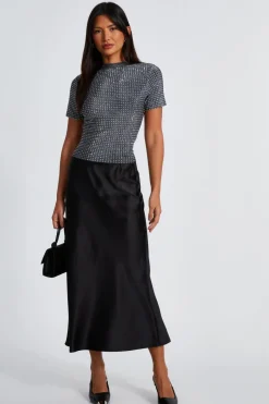 Quiz Knit Embellished Top Black Outlet