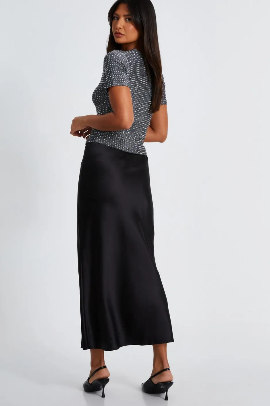 Quiz Knit Embellished Top Black Outlet