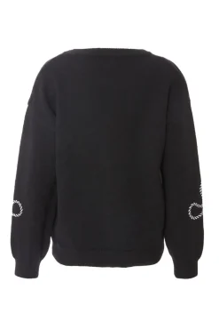 Quiz Black Knit Flower Stitch Jumper New