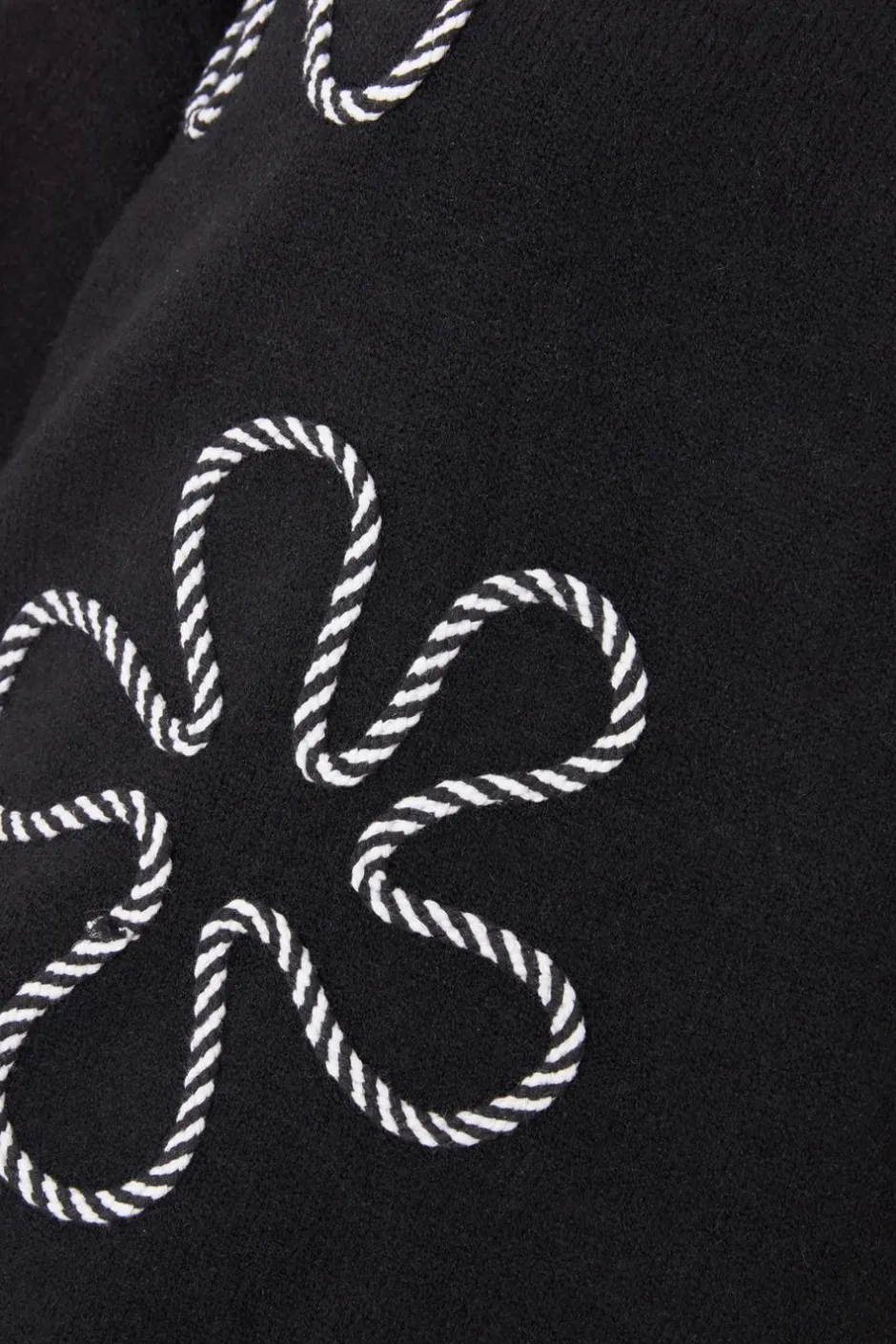 Quiz Black Knit Flower Stitch Jumper New