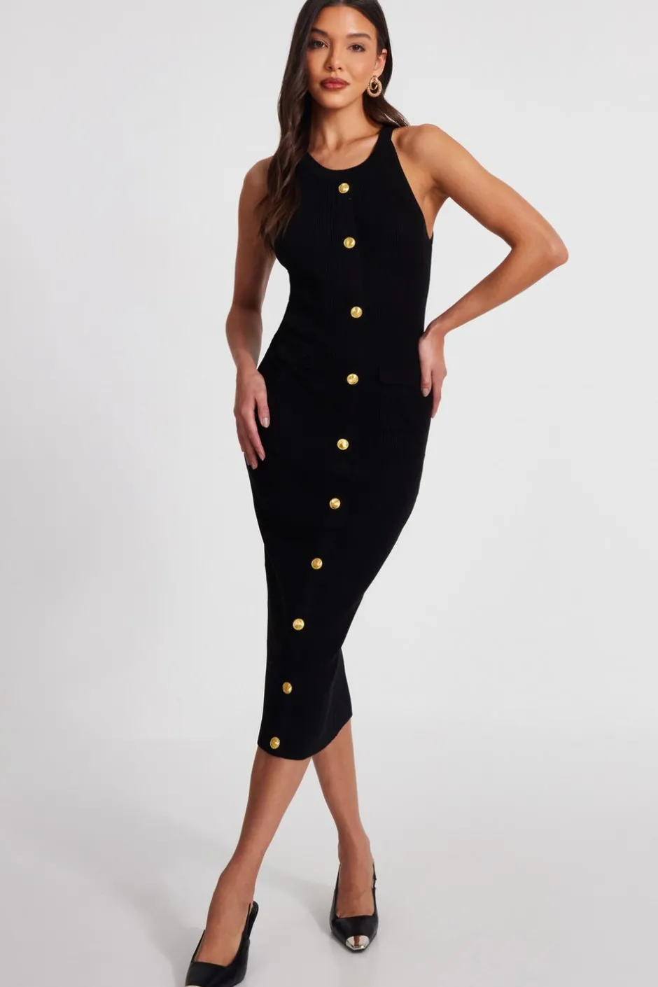 Quiz Black Knit Halter Neck Dress Best