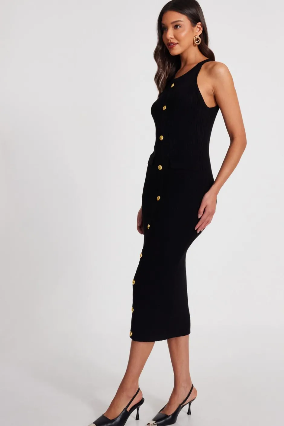 Quiz Black Knit Halter Neck Dress Best