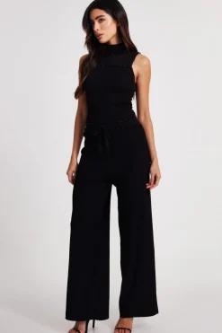 Quiz Knit High Neck Top Black Sale