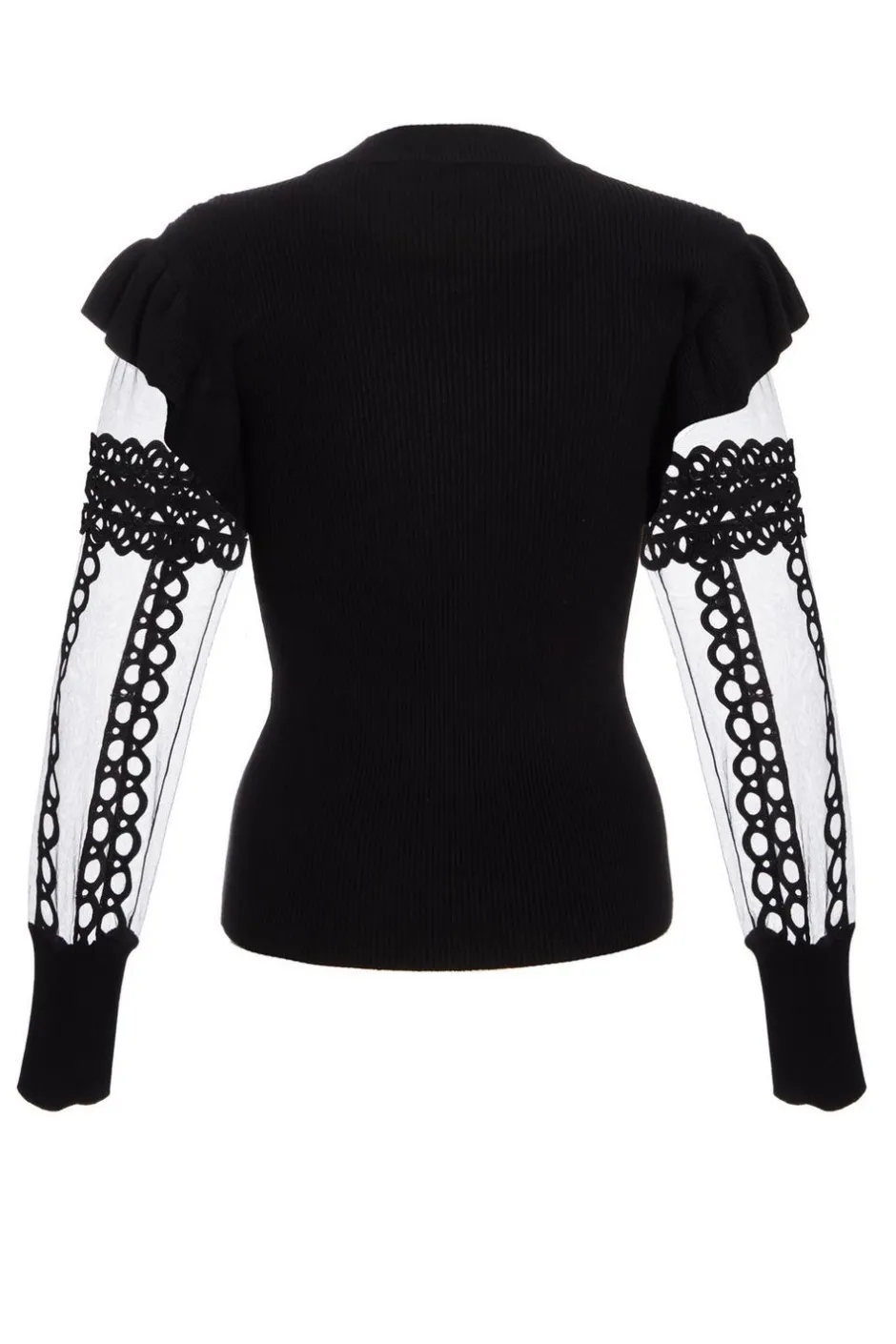 Quiz Knit Mesh Sleeve Jumper Black Best