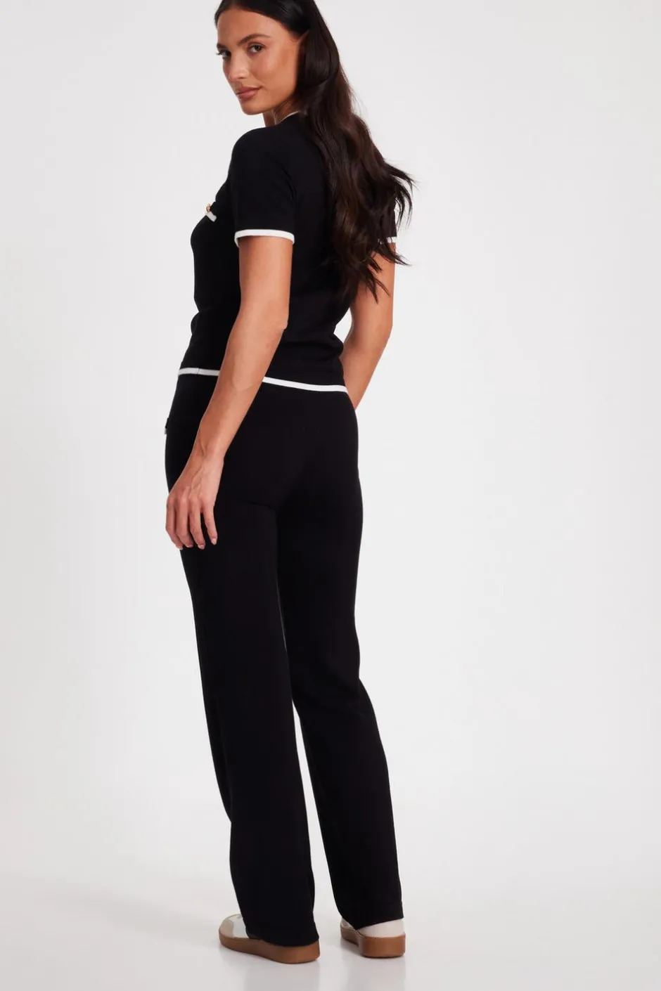 Quiz Black Knit Palazzo Trousers Outlet
