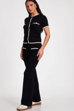 Quiz Black Knit Palazzo Trousers Outlet