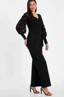 Quiz Black Knit Sleeve Detail Top Outlet