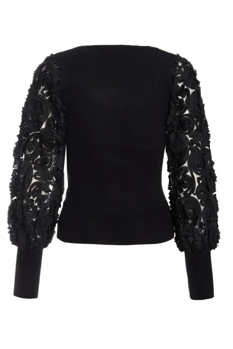 Quiz Black Knit Sleeve Detail Top Outlet