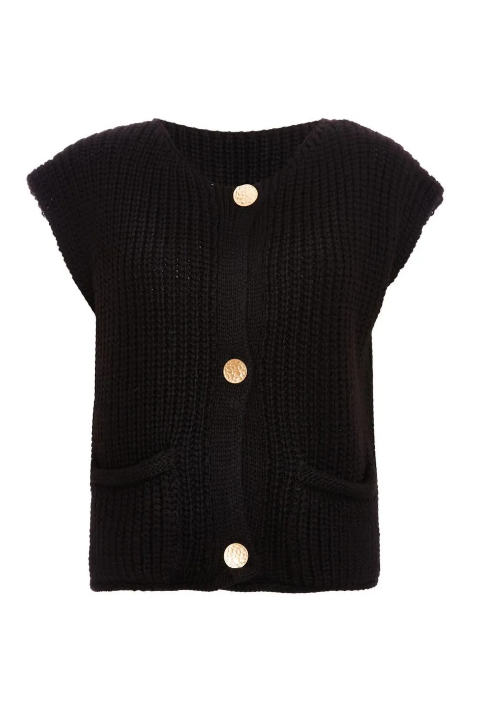 Quiz Knit Sleeveless Cardigan Black Online
