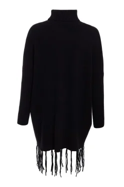 Quiz Knit Tassel Hem Jumper Black Hot