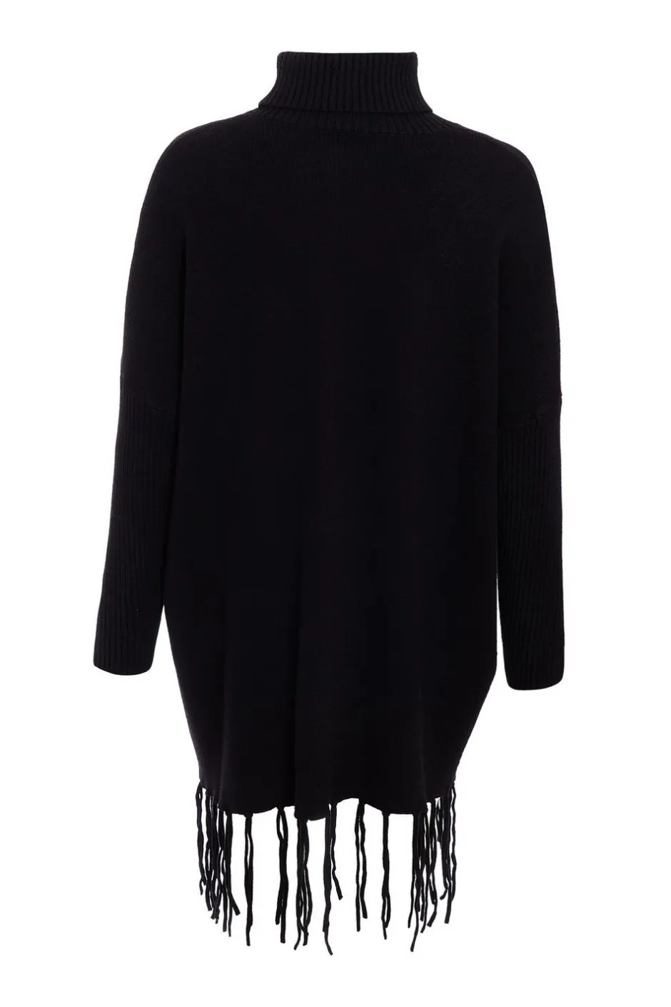 Quiz Knit Tassel Hem Jumper Black Hot
