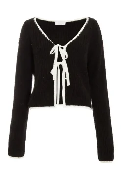 Quiz Black Knit Tie Front Cardigan Online