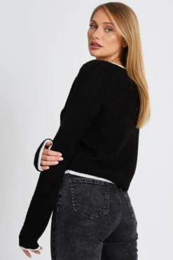 Quiz Black Knit Tie Front Cardigan Online
