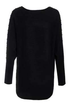 Quiz Knitted Beaded Batwing Jumper Black Online
