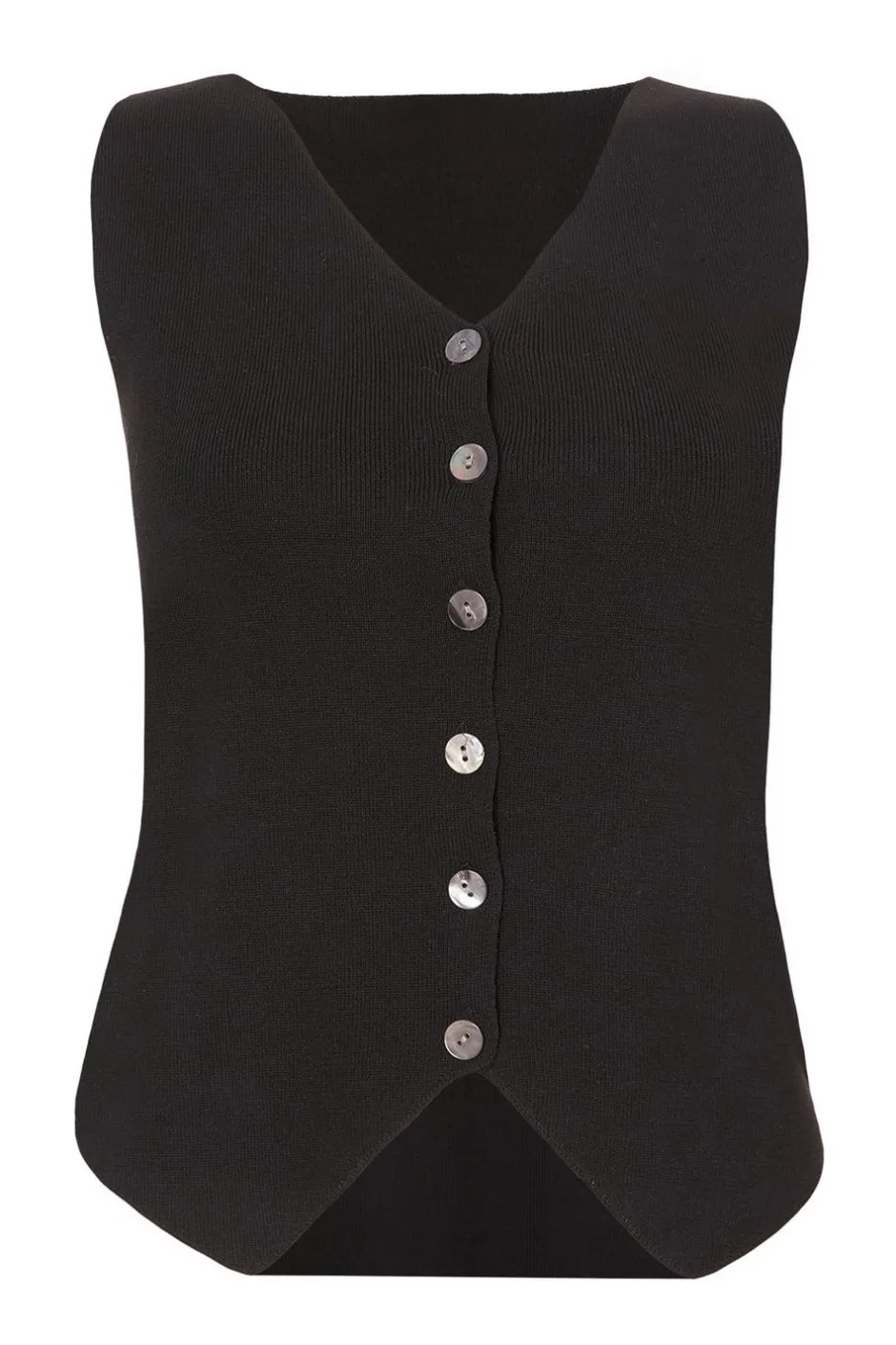 Quiz Black Knitted Button Front Waistcoat New