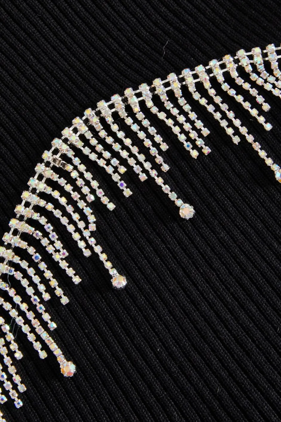Quiz Knitted Diamante Crop Top Black Outlet