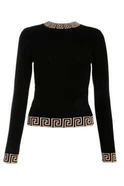 Quiz Black Knitted Geometric Trim Jumper Clearance