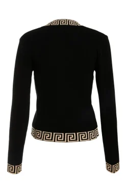 Quiz Black Knitted Geometric Trim Jumper Clearance