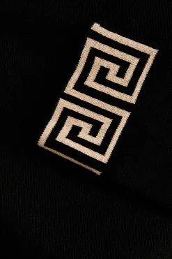 Quiz Black Knitted Geometric Trim Jumper Clearance