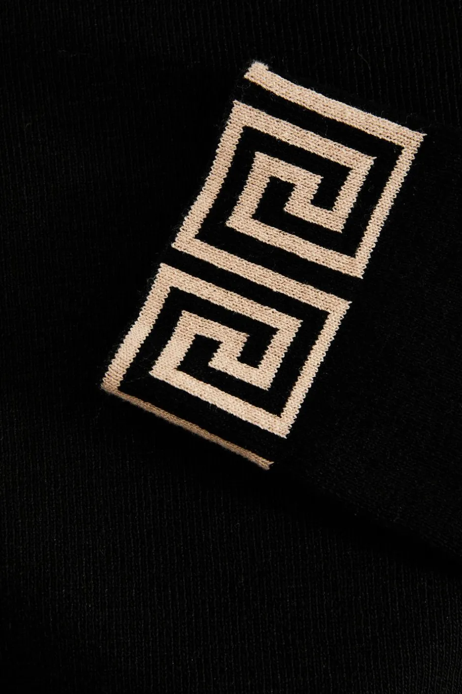 Quiz Black Knitted Geometric Trim Jumper Clearance