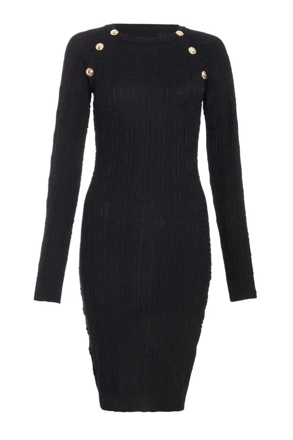Quiz Black Knitted Jacquard Mini Dress