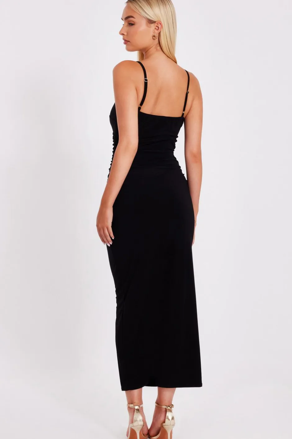 Quiz Knot Detail Midaxi Dress Black New