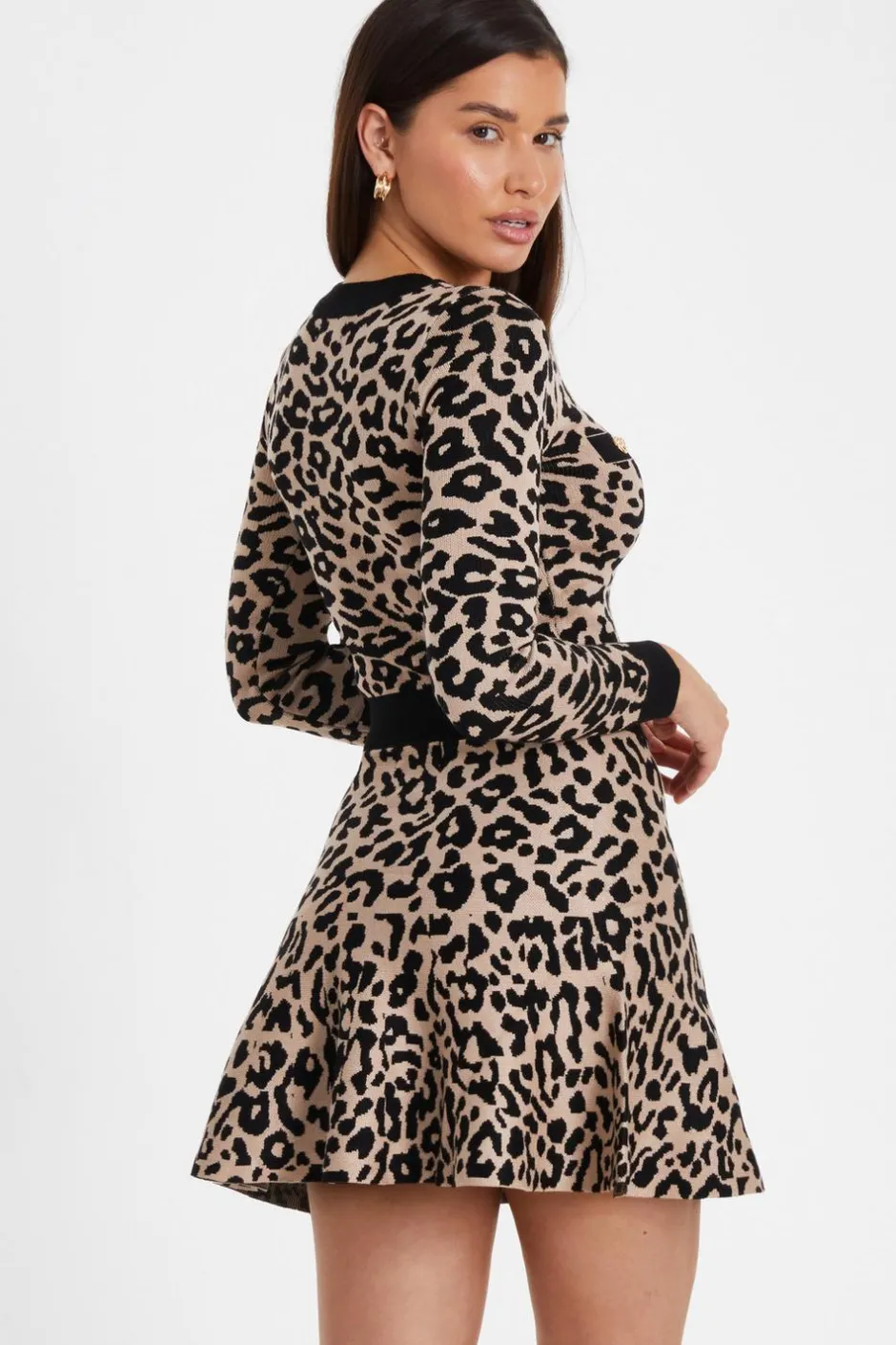 Quiz Black Leopard Print Knit Skirt Clearance