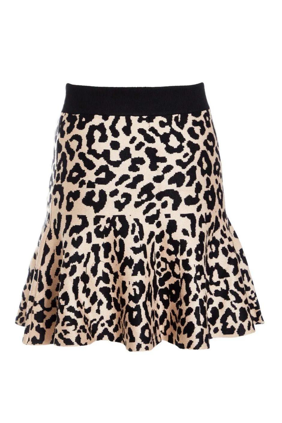 Quiz Black Leopard Print Knit Skirt Clearance