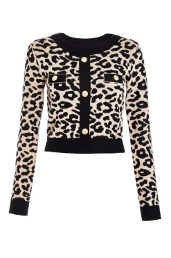 Quiz Black Leopard Print Knit Jumper Sale