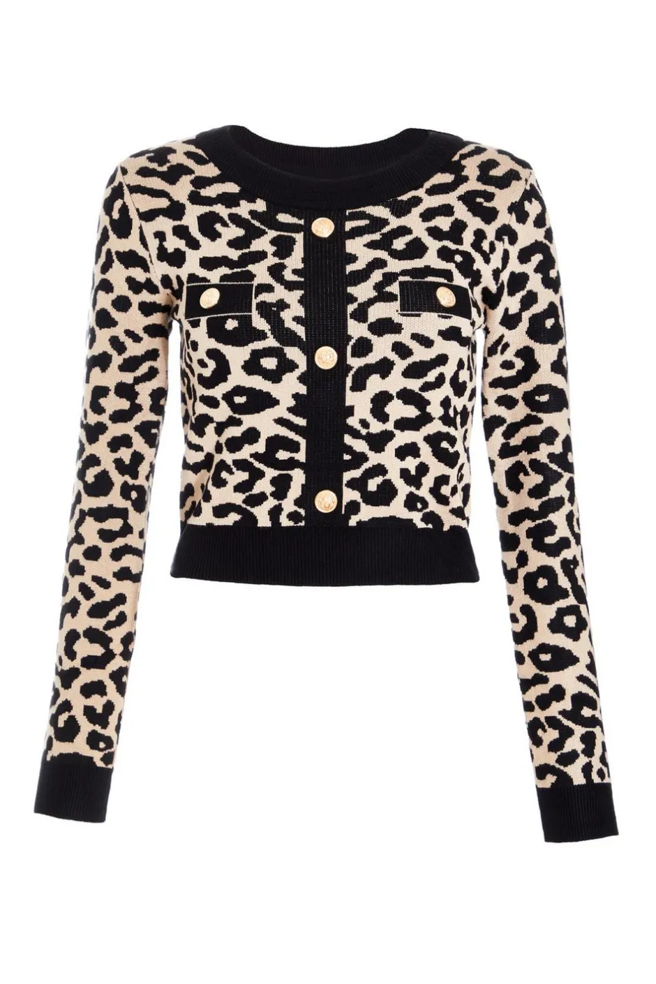 Quiz Black Leopard Print Knit Jumper Sale