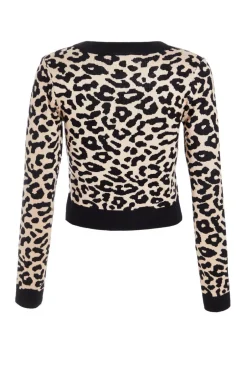 Quiz Black Leopard Print Knit Jumper Sale