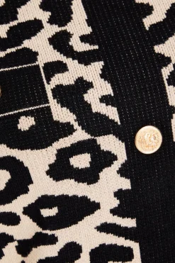 Quiz Black Leopard Print Knit Jumper Sale