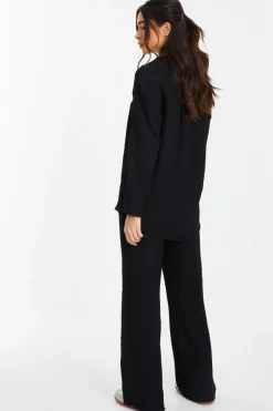 Quiz Black Long Sleeve Textured Shirt Online