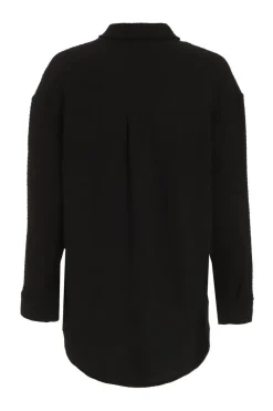 Quiz Black Long Sleeve Textured Shirt Online