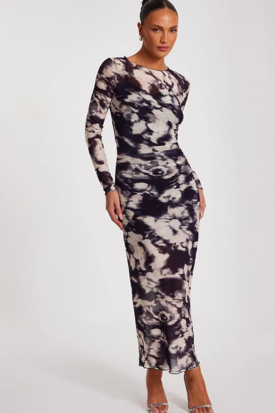 Quiz Black Marble Print Midaxi Dress Sale
