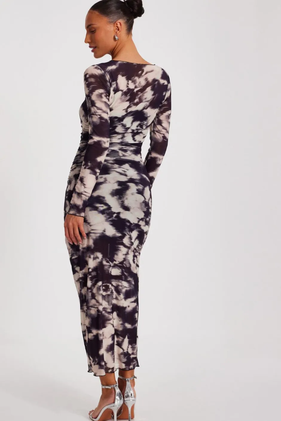 Quiz Black Marble Print Midaxi Dress Sale