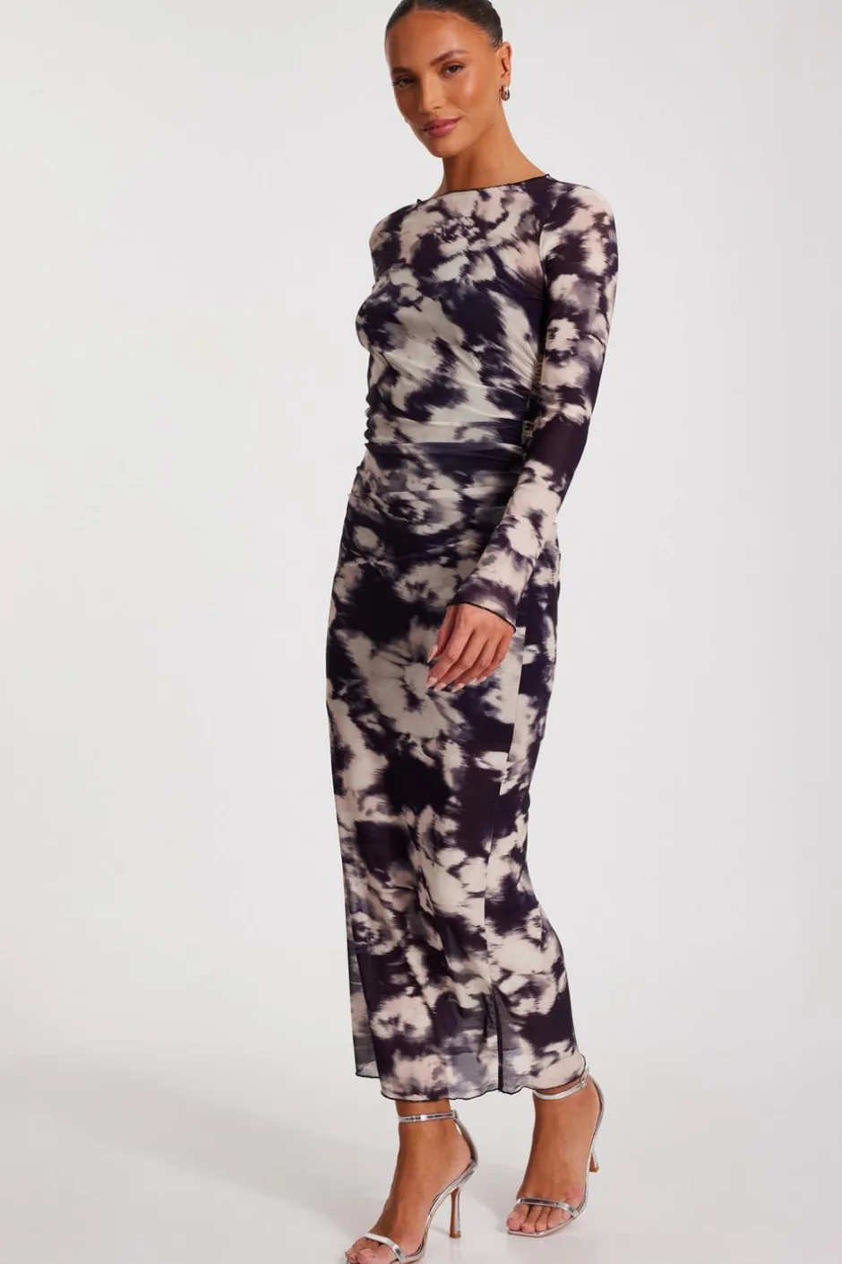Quiz Black Marble Print Midaxi Dress Sale
