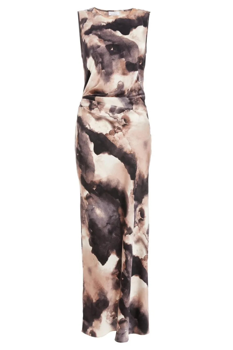 Quiz Black Marble Print Satin Ruched Midaxi Dress Outlet