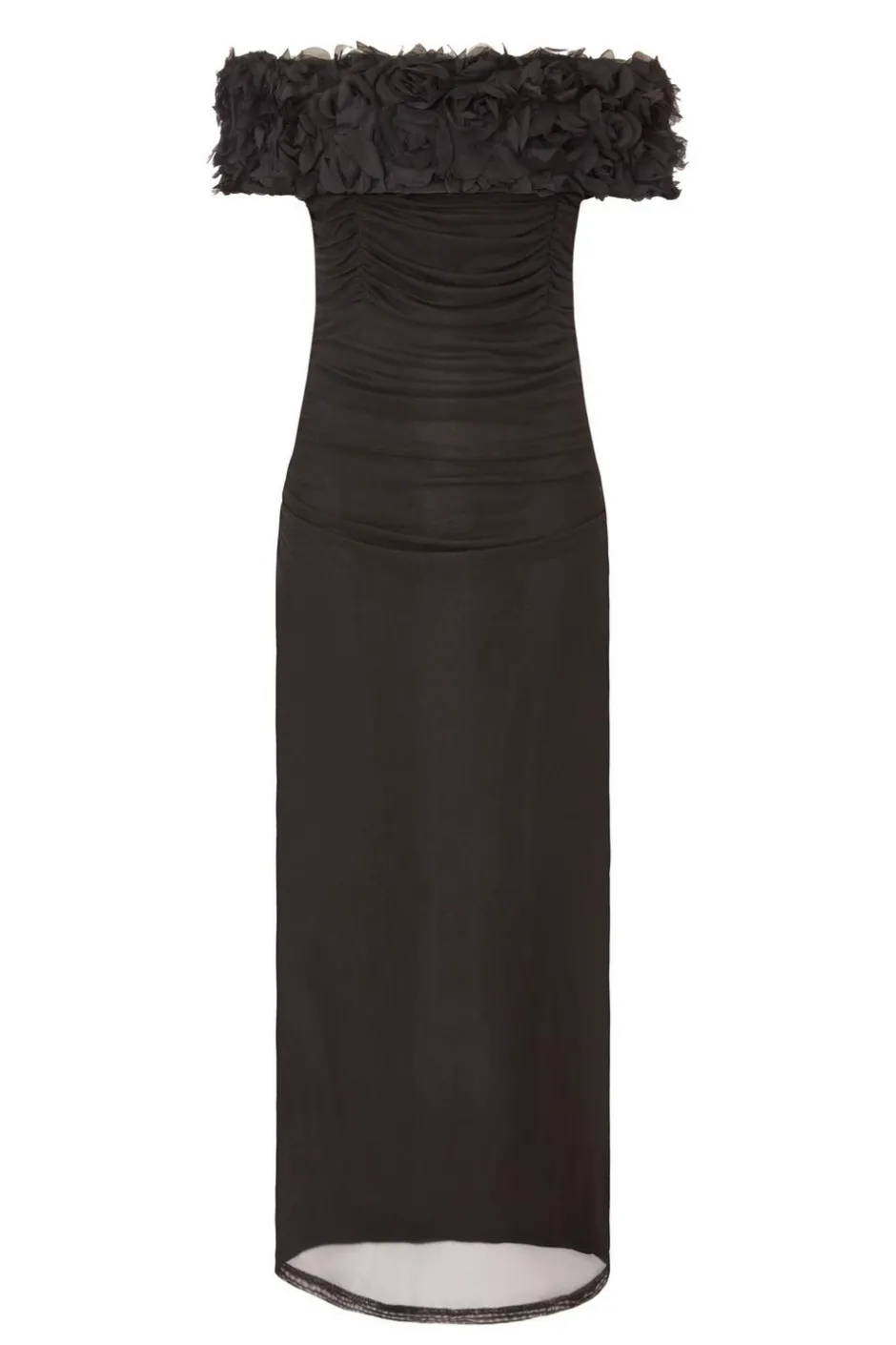 Quiz Mesh Bardot Midaxi Dress Black Best