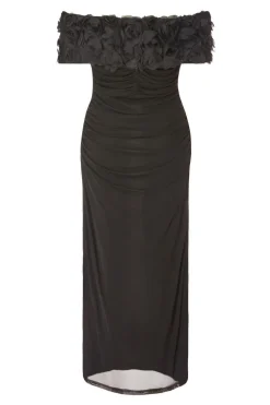 Quiz Mesh Bardot Midaxi Dress Black Best