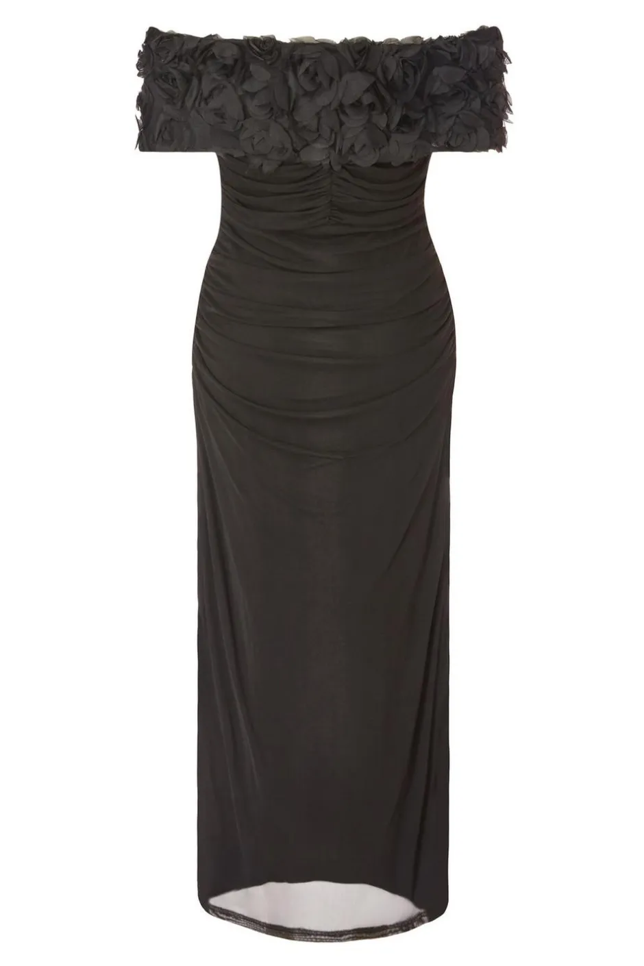 Quiz Mesh Bardot Midaxi Dress Black Best