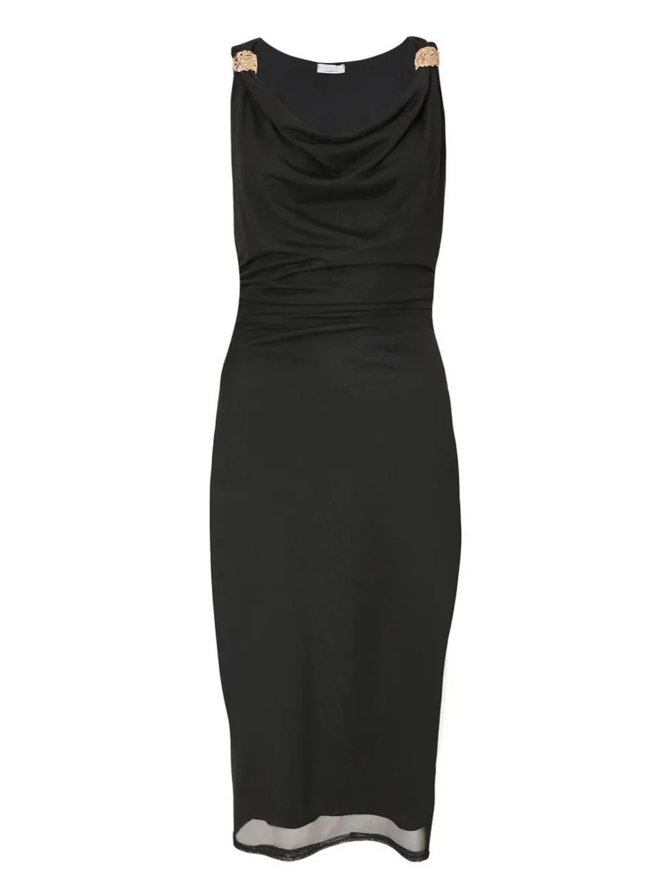 Quiz Mesh Buckle Detail Midi Dress Black Online