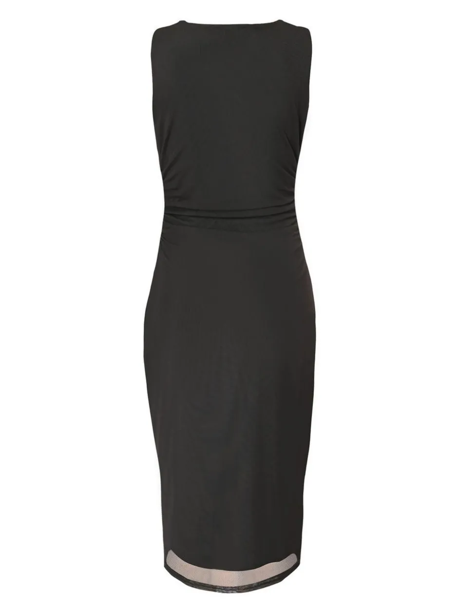 Quiz Mesh Buckle Detail Midi Dress Black Online