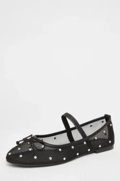 Quiz Mesh Diamante Bow Pumps Black Sale