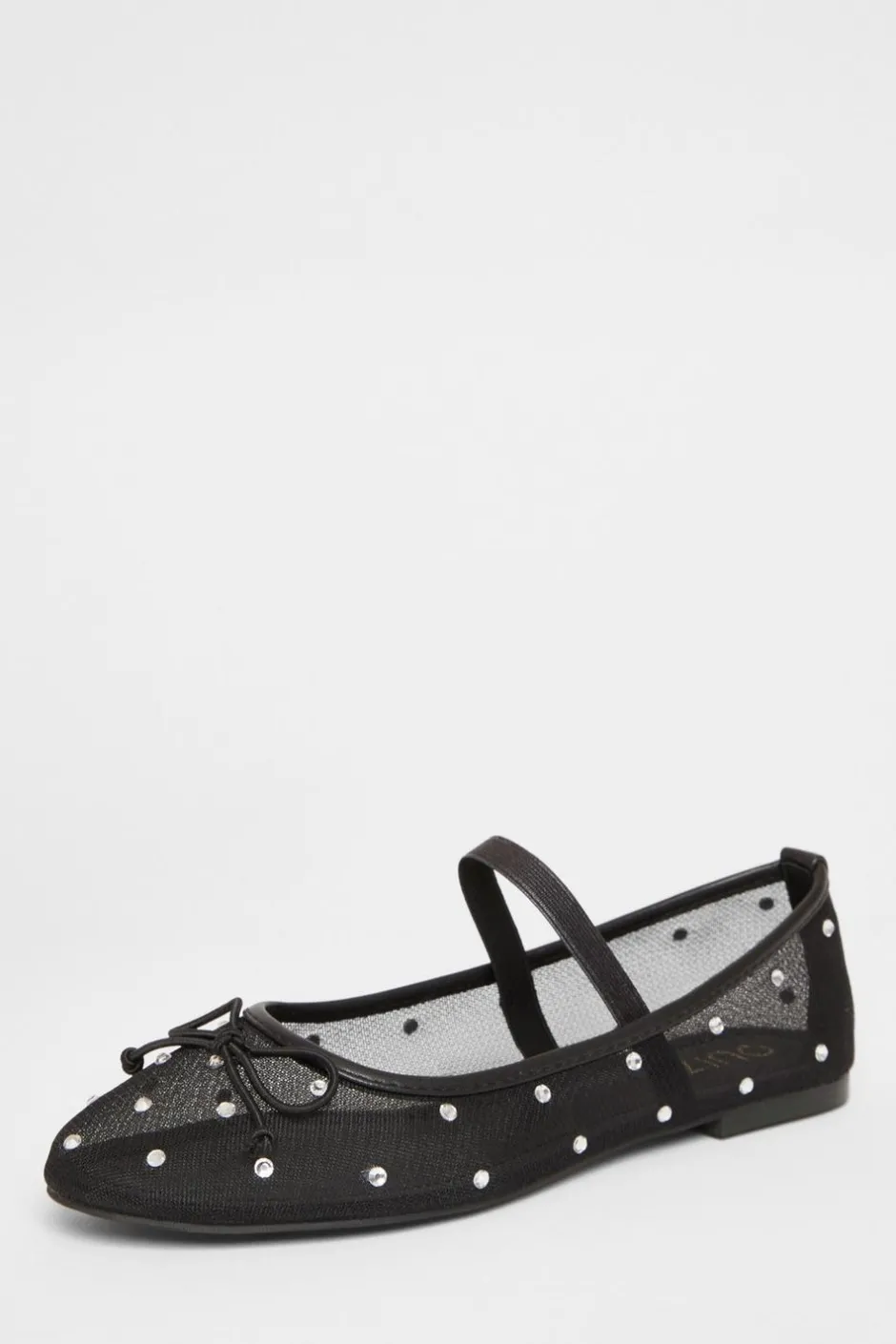 Quiz Mesh Diamante Bow Pumps Black Sale