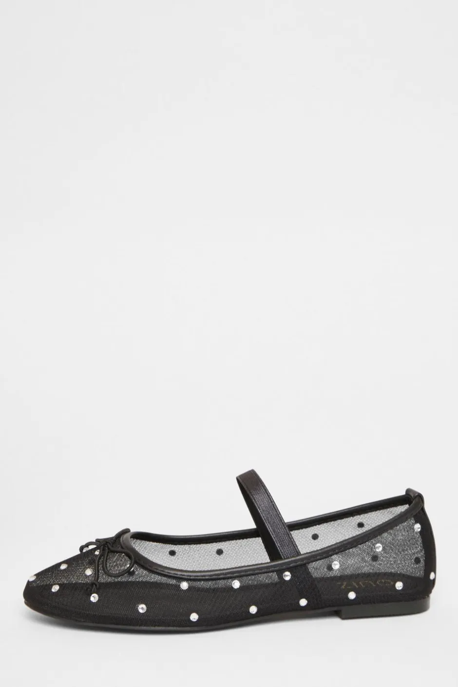 Quiz Mesh Diamante Bow Pumps Black Sale