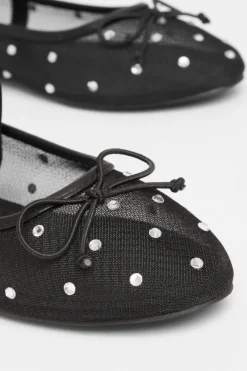 Quiz Mesh Diamante Bow Pumps Black Sale