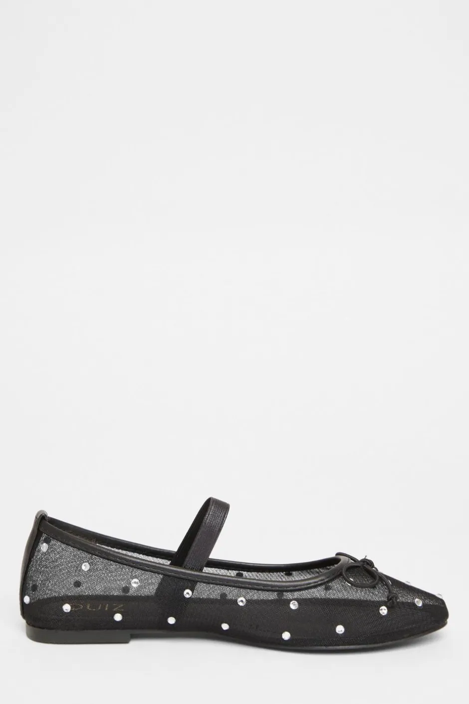 Quiz Mesh Diamante Bow Pumps Black Sale