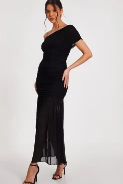 Quiz Black Mesh Drop Waist Midaxi Dress Best